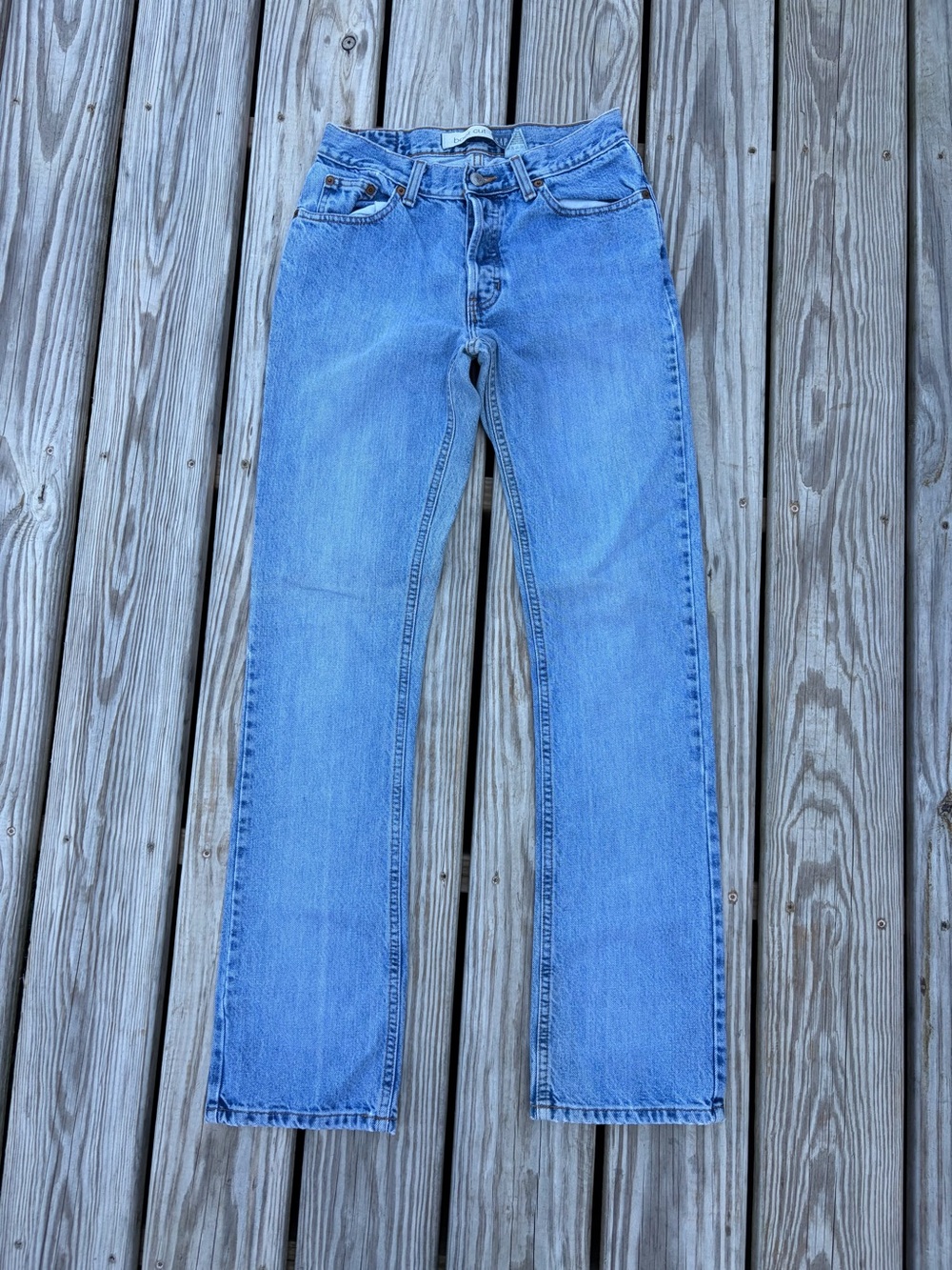 Vintage Gap Bootcut Jeans Womens Size 4 Long Blue Denim Distressed Small Flaw